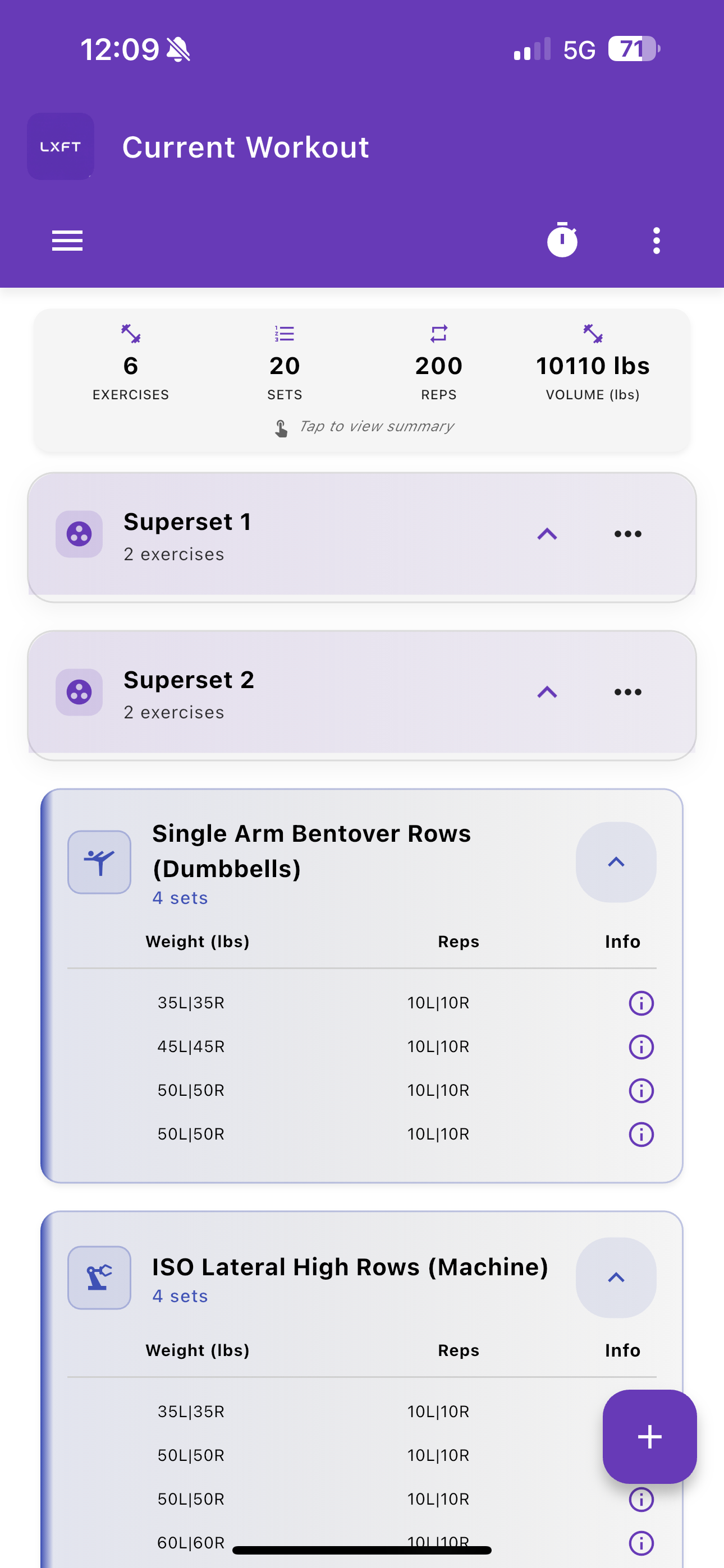 Current Workout View