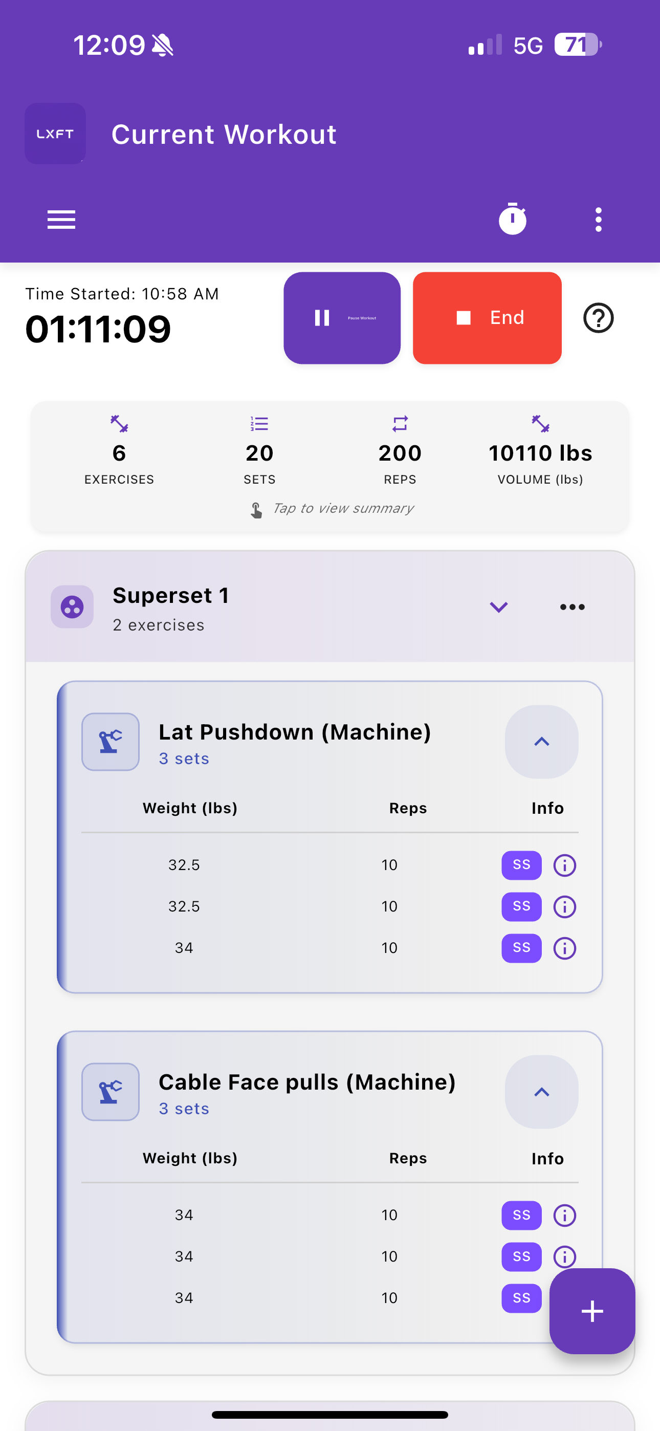 Current Workout with Timer